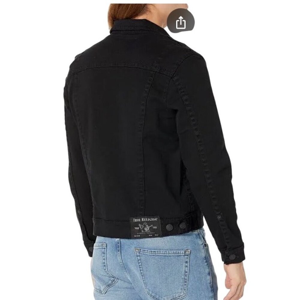 True Religion Men's Stretch Denim Trucker Jacket black size XL stretch denim - Picture 2 of 12